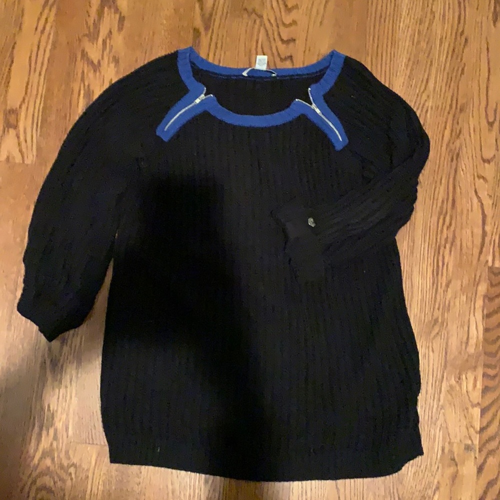 Autumn cotton blue and black sweater